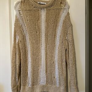 Zara Beige and White Women's Knit Sweater